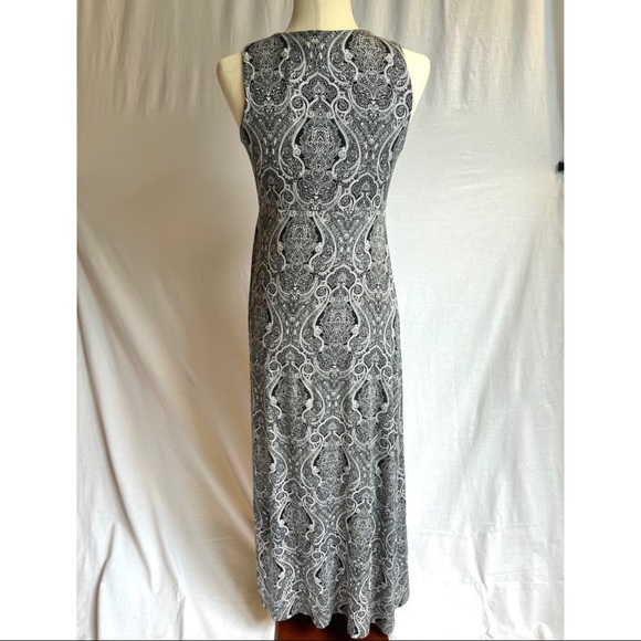Talbots Black and White Paisley Sleeveless Maxi Dress - Picture 3 of 5